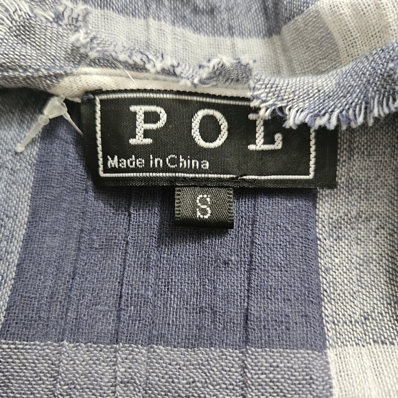 POL Women’s Blue and White Buffalo Check Oversized Top Sz Small Coastal Cowgirl - Picture 8 of 8